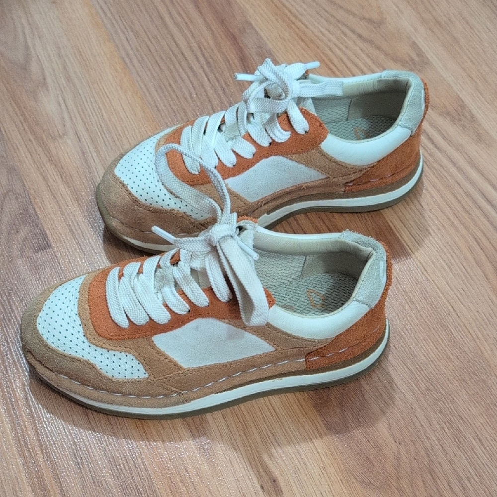 Stylish Tan and White Kid's Sneakers